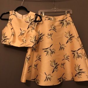 Two-piece yellow floral dress set